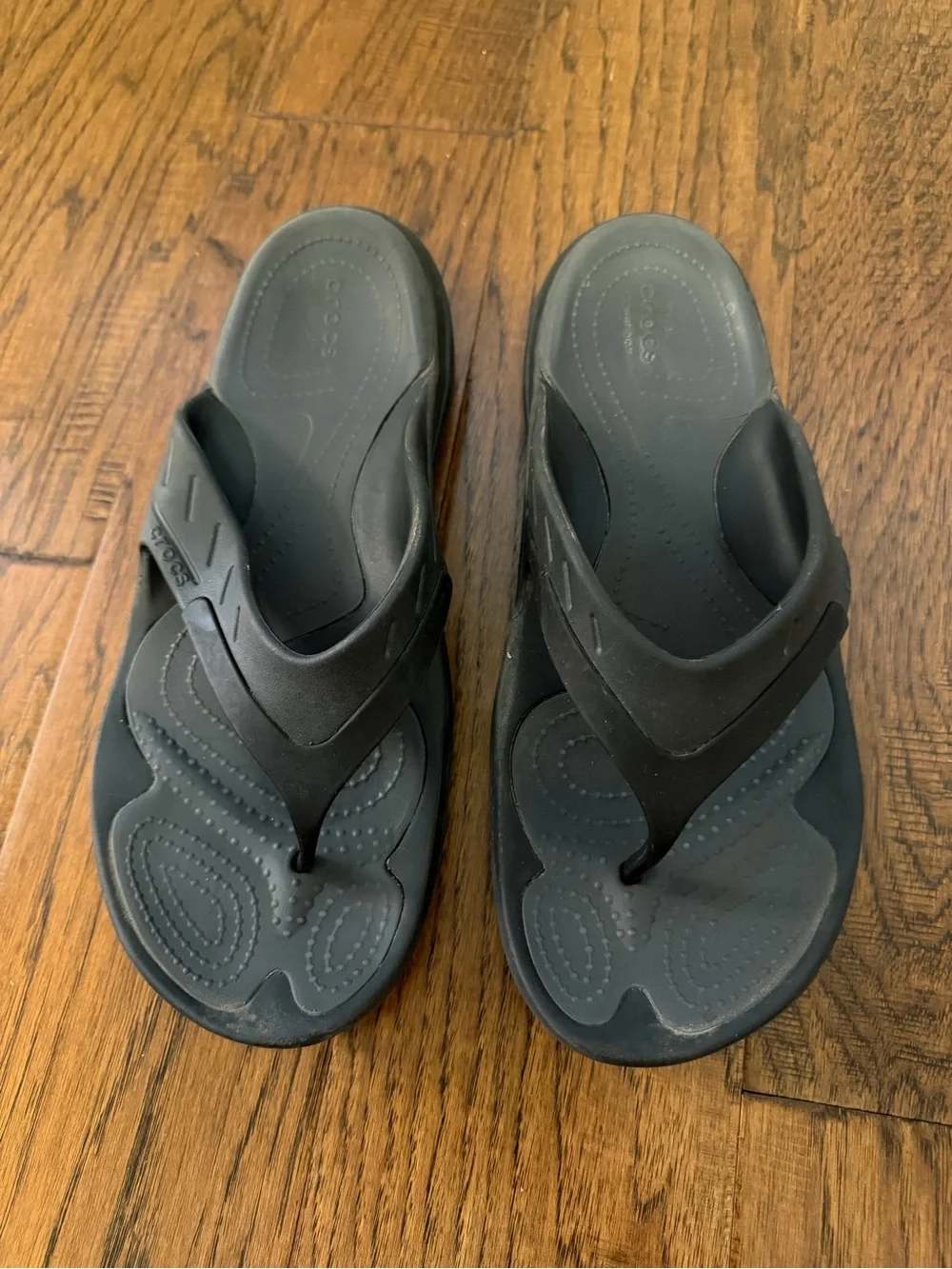 CROCS Dual Comfort Black Modi Sport Flip Flops Men's 12